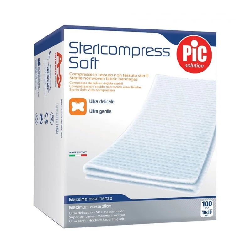 Pic Stericompress Soft TNT Sterile Non-Woven Compresses 10x10 cm 100 Pieces - Pic Solution