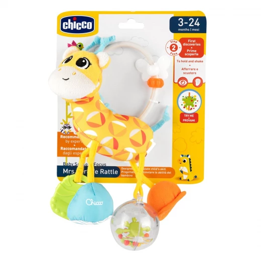Chicco Mrs. Giraffe Rattle Toy for Babies, Soft Plush, Sensory Development, Colorful - Chicco - Image 3