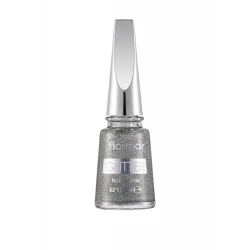 Flormar Glitter Nail Enamel Holographic Silver 11ml: Dazzling Nail Polish with Sparkling, Multidimensional Glitter Finish for a Glamorous Look, Long Lasting Formula