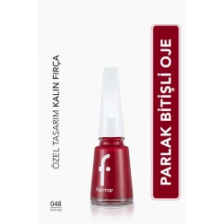 Flormar Nail Enamel 048 Fiery Red Classic High Pigment Polish, Long Lasting Chip Resistant Formula, Professional Quality, Suitable for All Nail Types, 11ml Bottle, Vibrant Color