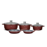 Berlinger Haus Cerastone 8 Piece Cookware Set Frypan 20 and 24 cm, Casseroles with Lids, Black