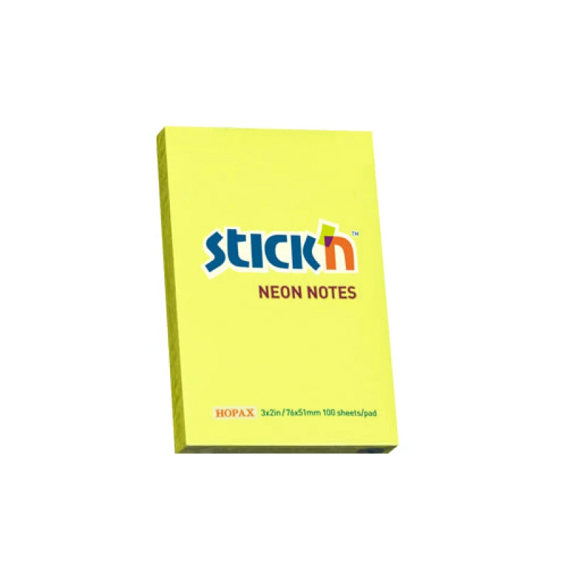 أوراق لاصقة Stick'n مقاس 2x3 ألوان نيون - 100 ورقة