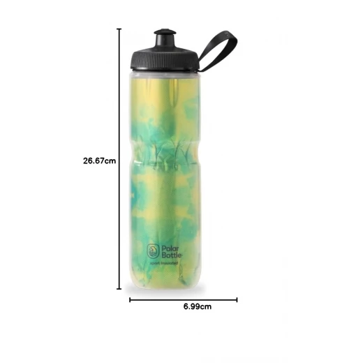 زجاجة مياه رياضية معزولة من Polar Bottle سعة 24 أونصة - Fly Dye Lemon Lime - بولار بوتل - Image 2