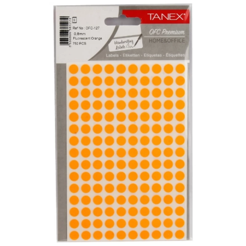ملصقات مكتبية دائرية لاصقة من Tanex برتقالي 0.8 مم 150*5 - سهلة الاستخدام - تانيكس