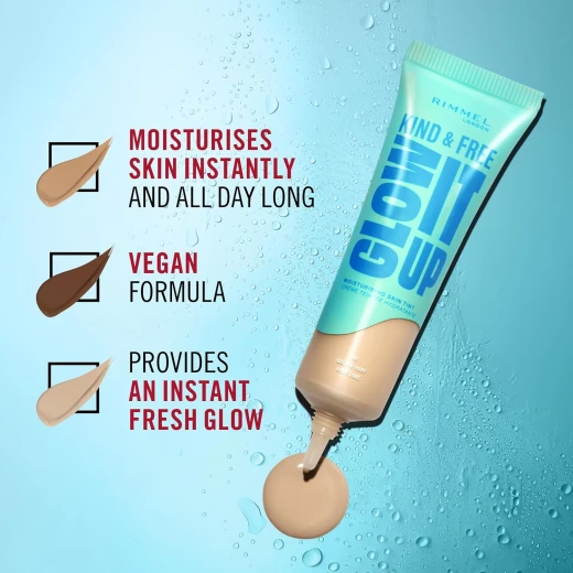 Rimmel KIND & FREE Skin Tint Golden Ivory 82 30ml Radiant Glow Foundation SPF 20 - Rimmel London - Image 6