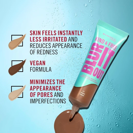 Rimmel Kind & Free Blur It Out Mattifying Skin Tint 400 Natural Beige SPF 20 Lightweight Matte Finish Pore Minimizing - Rimmel London - Image 2