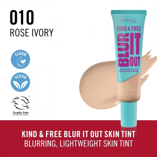 Rimmel Kind & Free Blur It Out Mattifying Skin Tint 400 Natural Beige SPF 20 Lightweight Matte Finish Pore Minimizing - Rimmel London - Image 5