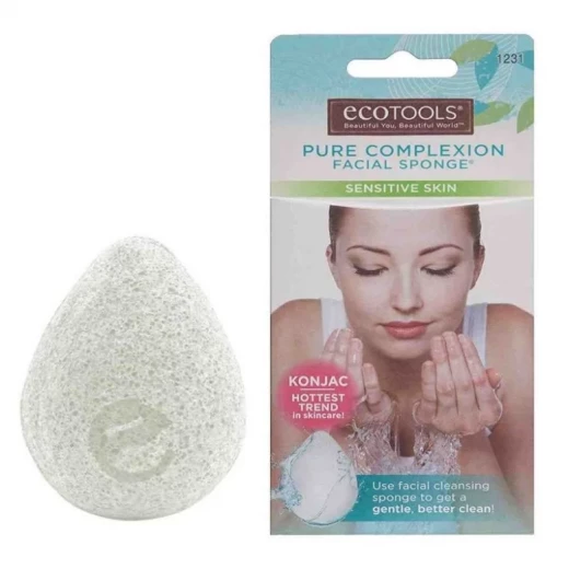 Ecotools Konjac Facial Cleansing Sponge Gentle Exfoliation and Deep Cleansing for Smoother Skin