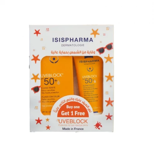 إيزيس فارما يوفي بلوك سائل ملون بعامل حماية SPF50+ للحماية من الأشعة فوق البنفسجية UVA UVB بلمسة نهائية طبيعية عبوة قيمة اشترِ 1 واحصل على 1 مجانًا إيزيس فارما يوفي بلوك سائل ملون بعامل حماية SPF50+ للحماية من الأشعة فوق البنفسجية UVA UVB بلمسة نهائية طبيعية عبوة قيمة اشترِ 1 واحصل على 1 مجانًا
