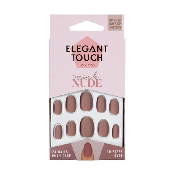Elegant Touch Nude Collection Press-On Nails Mink Shade for a Natural Salon-Style Manicure at Home - elegant touch