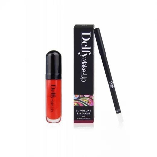 Delfy 3D Volume Lip Gloss with Lip Line Perfector Pomegranate for Fuller Looking Lips Rich Glossy Finish Delfy 3D Volume Lip Gloss with Lip Line Perfector Pomegranate for Fuller Looking Lips Rich Glossy Finish