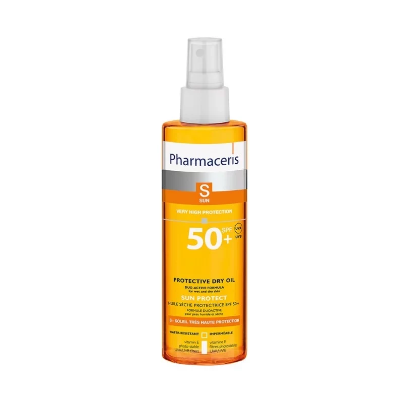Pharmaceris Protective Dry Oil Sunscreen SPF 50+ UVA UVB Protection Lightweight Fast Absorbing Non Greasy Formula for Daily Outdoor Use - Pharmaceries