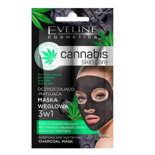 Eveline Cannabis Skin Care 3-In-1 Charcoal Purifying Mask 7ml for Deep Pore Cleansing and Oil Control Eveline Cannabis Skin Care 3-In-1 Charcoal Purifying Mask 7ml for Deep Pore Cleansing and Oil Control