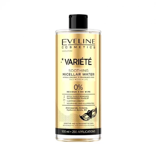 Eveline Variete Sensitive Micellar Water 500ml Gentle Makeup Remover for All Skin Types Eveline Variete Sensitive Micellar Water 500ml Gentle Makeup Remover for All Skin Types