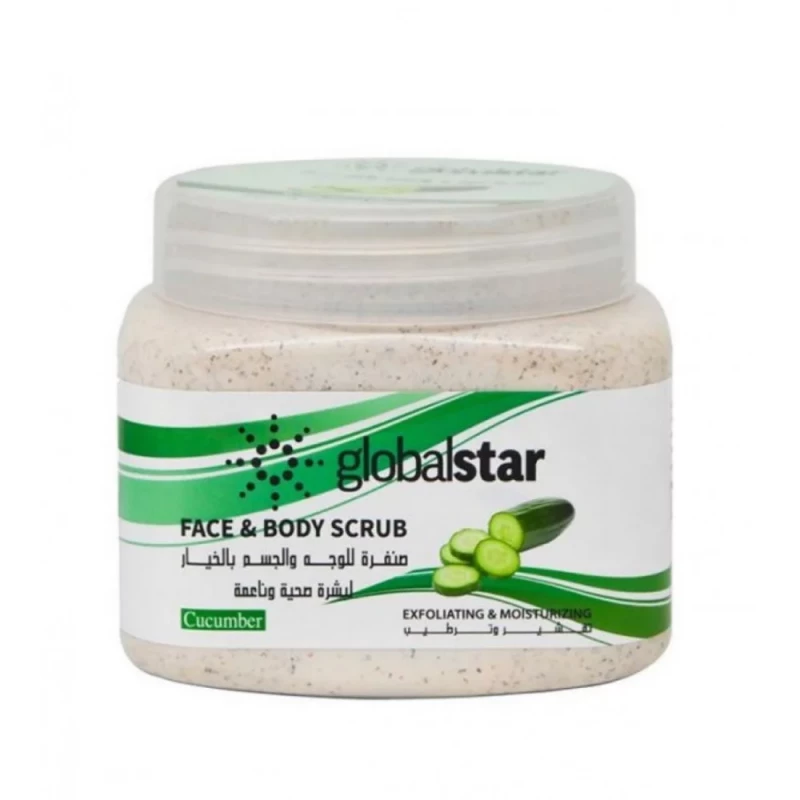 Globalstar Face and Body Cucumber Exfoliating Scrub 500ml for Smoother Radiant Skin - Globalstar