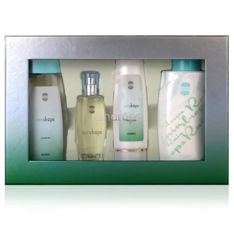 مجموعة هدايا عطر أجمل رين دروبس للنساء، عطر أنيق وعصري، تغليف فاخر - AJMAL