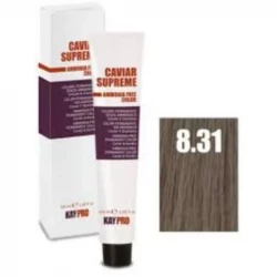 Kaypro Caviar Supreme Hair Color 8.31 Light Ash Blonde Professional Cream 100 ml for Rich Shine and Even Tone