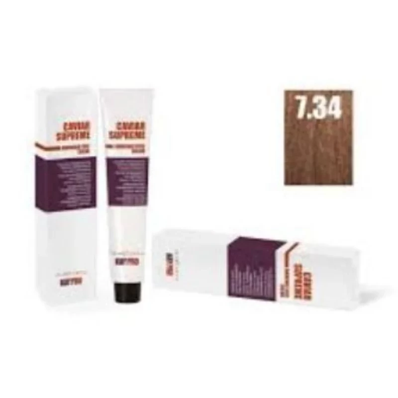 Kaypro Caviar Supreme Permanent Hair Color 7.34 Rich Golden Blonde Brown 100 Ml - Kaypro