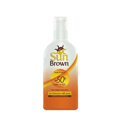 صن براون صن ميلك بعامل حماية SPF 50، حماية عالية من الأشعة فوق البنفسجية الطويلة والمتوسطة، 200 مل للوجه والجسم - سن براون