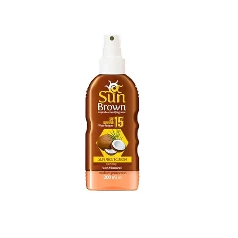 بخاخ واقي من الشمس صن براون SPF 15 حجم 200 مل لتسمير طبيعي ومتساوٍ - سن براون