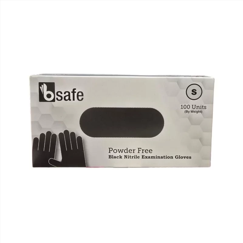 قفازات بي سيف لاتكس سوداء مقاس صغير لحماية عامة في التنظيف والعناية الشخصية - BSAFE