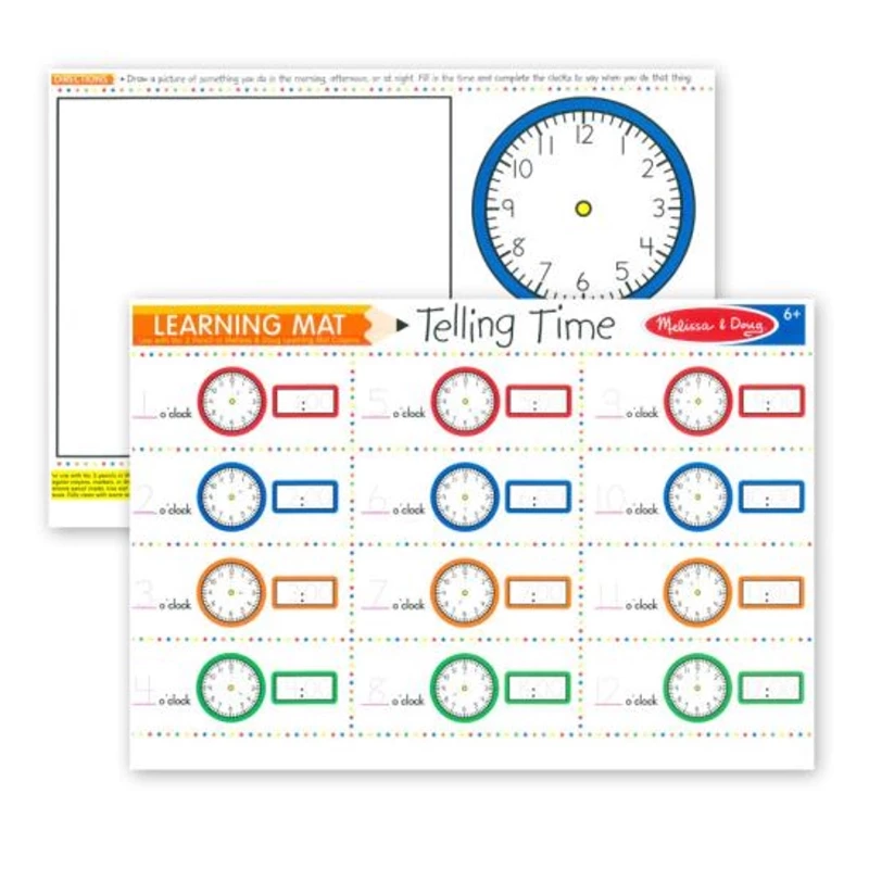 Melissa & Doug Write A Mat Placemat - Telling Time 6 years + - Melissa & doug