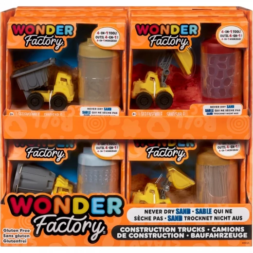 Wonder Factory Never Dry Sand Construction Trucks Assorted- PDQ - Mga entertainment - Image 2