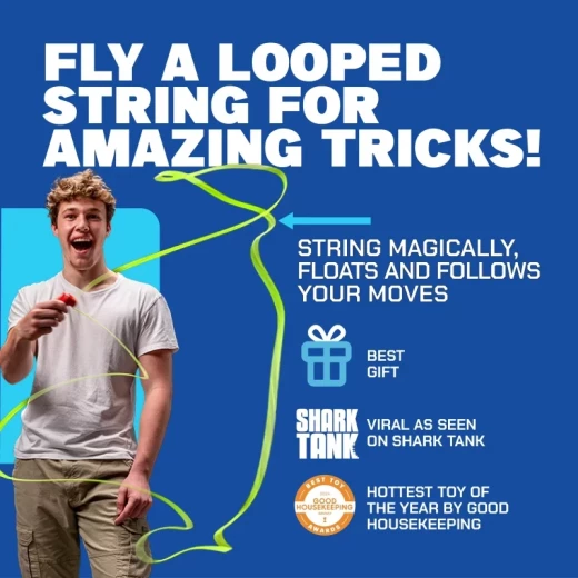 ZipString الأصلي – لعبة خيط طائر مبتكرة مع أكثر من 100 خدعة، مناسبة للأطفال والبالغين، للعب الداخلي والخارجي، تعزز الإبداع وتعلم مبادئ الحركة والفيزياء، تشمل 3 خيوط بمستويات صعوبة مختلفة، قابلة للشحن عبر USB-C - زيبسترينغ - Image 4