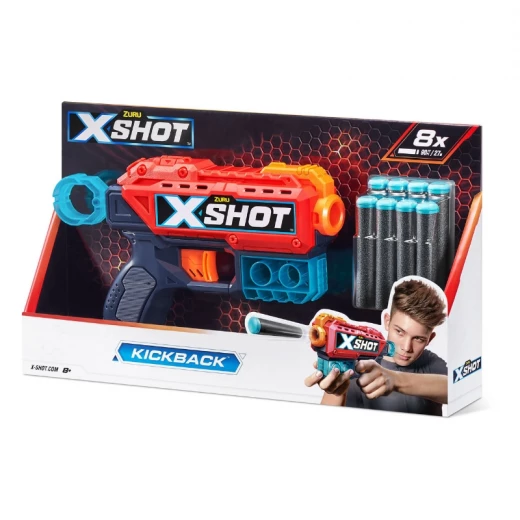 X‑Shot Excel Kickback Blaster + 8 Darts – Compact Foam Dart Blaster, 27m Range, Fast Reloading, Ages 8+ - Zuru - Image 2