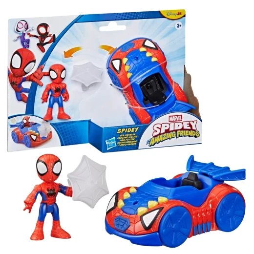 Spidey and His Amazing Friends Spidey 3-Inch Action Figure with Web Crawler Vehicle, Kids Superhero Toy Set Inspired by the Animated Series, Model for Pretend Play and Collecting - Hasbro - Image 2