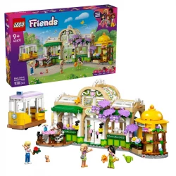 LEGO Friends Plant Cafe & Flower Shop Set – 1138 Pcs with 4 Mini-Dolls, Cat, Streetcar, and Accessories – Creative Building Toy for Kids 8+