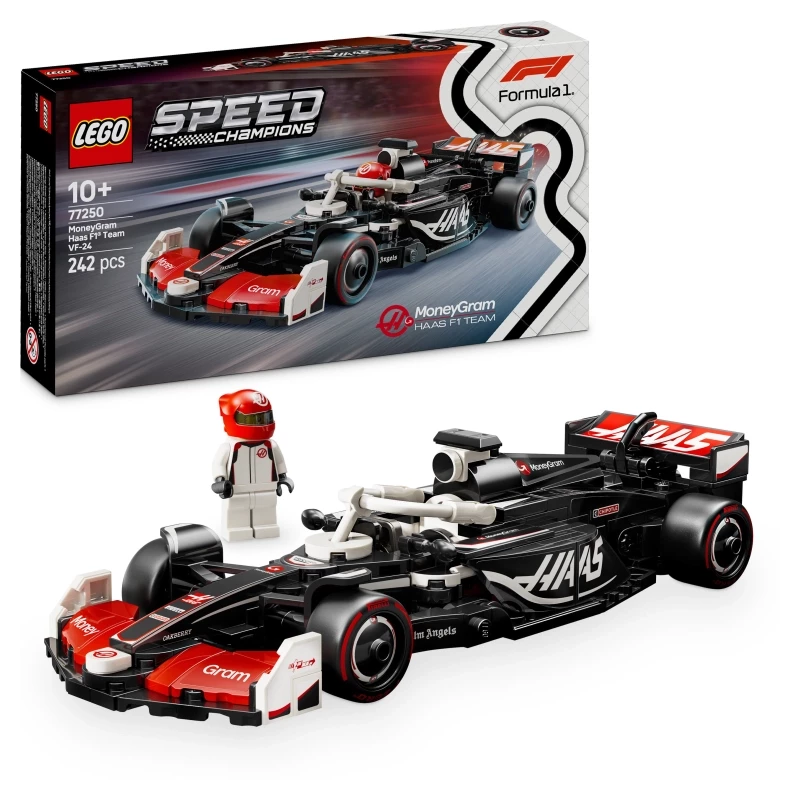 LEGO Speed Champions MoneyGram Haas F1 Team VF-24 Race Car Toy – 242 Pieces Formula 1 Model with Driver Minifigure | 2024 F1 Car Building Set for Kids & Collectors - LEGO