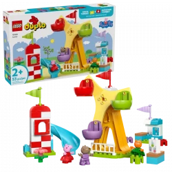 LEGO DUPLO Peppa Pig Funfair – 53 Pcs, Set 10453, with Peppa, Danny Dog & Candy Cat Figures, Ferris Wheel Toy for Toddlers Ages 2+, Learning Fun