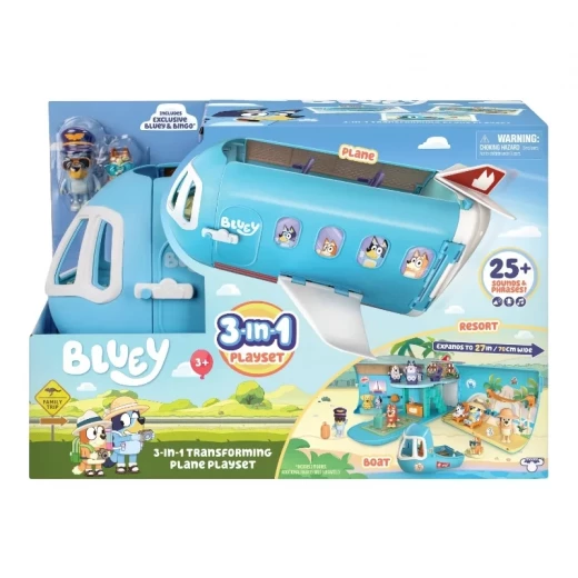 Bluey 3-in-1 Transforming Plane Playset Series 11, a fun transforming airplane playset inspired by the Bluey world, offering multiple play modes, perfect for imaginative play, adventures, and storytelling for kids - Bluey - Image 2