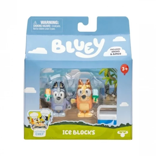 Bluey 2-Pack Figure Playset Series 13 – Ice Blocks, featuring Bluey characters in an ice-themed playset design, perfect for imaginative play, storytelling, and collecting for children