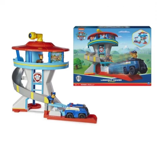 Paw Patrol Lookout Tower Playset – Interactive Command Center with 2 Chase Figures, Police Cruiser, Mission Cards, and Rotating Transformation Elevator - Spin Master - Image 2