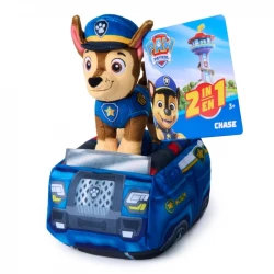 Paw Patrol Chase 2-in-1 - A stuffed toy that transforms into a vehicle, a fun experience for kids that combines the beloved character and vehicle in one interactive design for play and imagination
