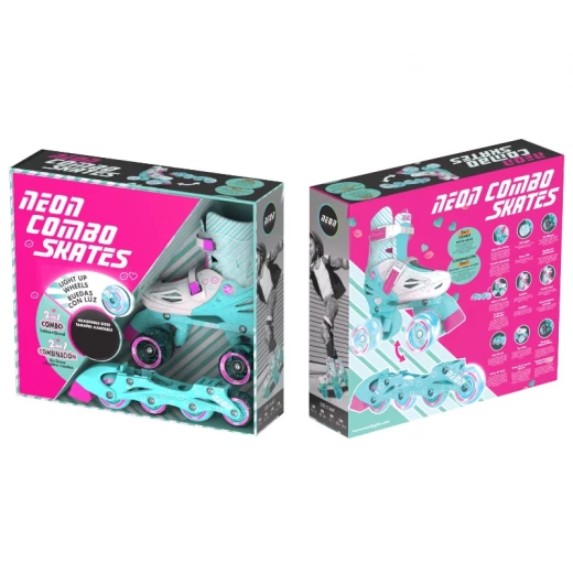Neon Combo Skates 2-in-1 (Size 3-6)- Teal Neon Combo Skates 2-in-1 (Size 3-6)- Teal
