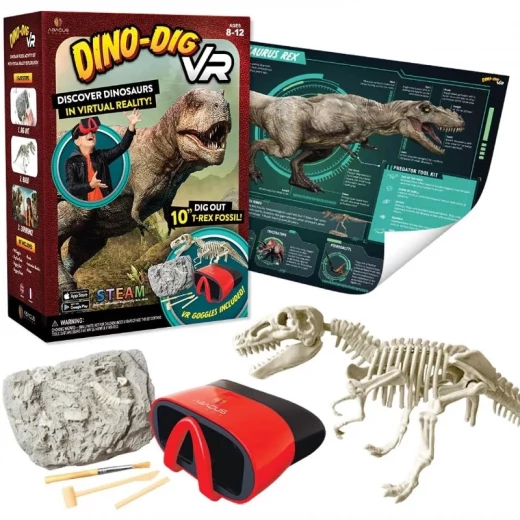 طقم أباكوس Dino-Dig VR Kit – مجموعة تعليمية تفاعلية للأطفال تجمع بين الحفر والاكتشاف وتجربة الواقع الافتراضي، لتعلم ممتع عن الديناصورات بطريقة مبتكرة ومسلية. - أبيكس - Image 3