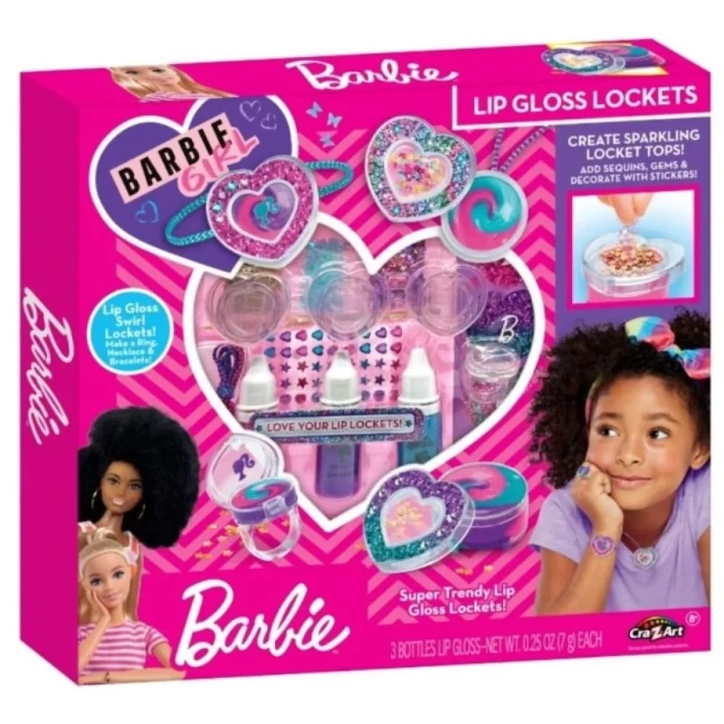 Barbie Sparkling Sweet Heart Lip Gloss Lockets - CRA-Z-ART