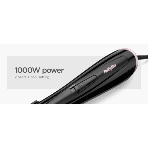 فرشاة هواء بيبي ليس اير ستايل سموث 1000 3 في 1 لتصفيف سلس، 1000 واط، أسود - Image 5