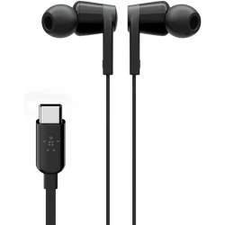 Belkin SoundForm Wired Headphones with USB-C Connector, In-Ear Wired Earphones with Microphone - Wired Earbuds for iPhone 16/15, iPad Mini, Galaxy S24, Android & More (USB-C Headphones) - Black