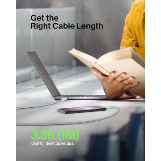 كابل بلكين USB-A إلى USB-C بطول 3.3 قدم أبيض - شحن سريع لأجهزة iPhone 16 و Galaxy S25 و iPad Pro والمزيد - بيلكين - Image 5