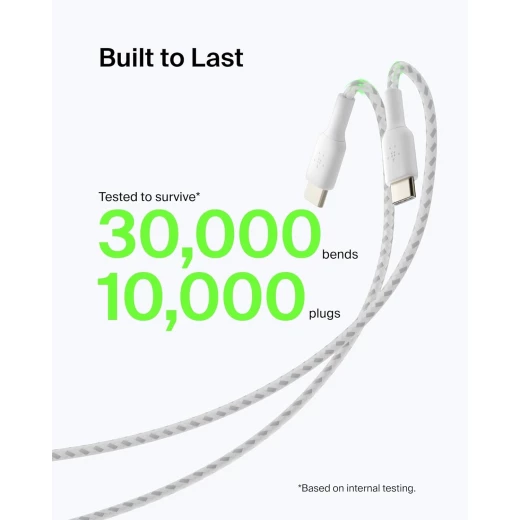 كابل بلكين USB-A إلى USB-C بطول 3.3 قدم أبيض - شحن سريع لأجهزة iPhone 16 و Galaxy S25 و iPad Pro والمزيد - بيلكين - Image 6