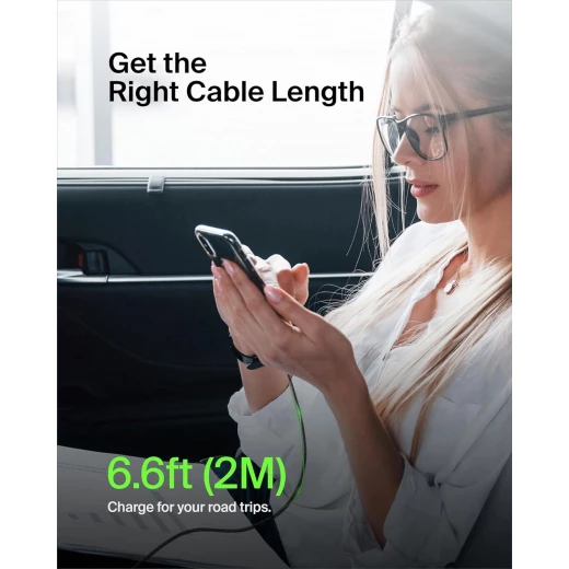 كابل بيلكن USB-A إلى USB-C بطول 6.6 قدم أسود - شحن سريع لأجهزة iPhone 16 و Galaxy S25 و iPad Pro والمزيد - بيلكين - Image 4