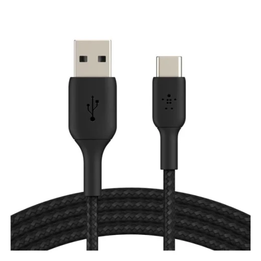 Belkin BoostCharge USB-A to USB-C Cable, 3m, Black, 15W Charging Cable with Braided Nylon Design for Durable Everyday Use and Compatible Devices Belkin BoostCharge USB-A to USB-C Cable, 3m, Black, 15W Charging Cable with Braided Nylon Design for Durable Everyday Use and Compatible Devices
