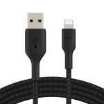 كابل بلكين بوست تشارج مضفّر من نوع USB-A مع موصل لايتنينغ، بطول 3 أمتار، أسود - بيلكين