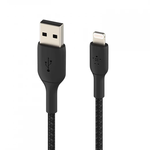 كابل بلكين بوست تشارج مضفّر من نوع USB-A مع موصل لايتنينغ، بطول 3 أمتار، أسود - بيلكين - Image 2