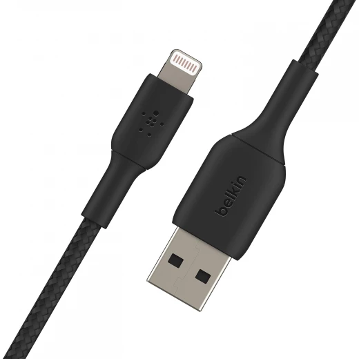 كابل بلكين بوست تشارج مضفّر من نوع USB-A مع موصل لايتنينغ، بطول 3 أمتار، أسود - بيلكين - Image 3