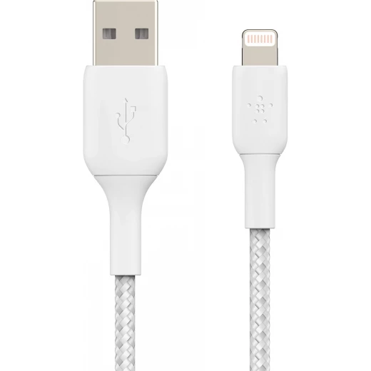 كابل بلكين بوست تشارج مضفّر من نوع USB-A مع موصل لايتنينغ، بطول 3 أمتار، أبيض - بيلكين - Image 5